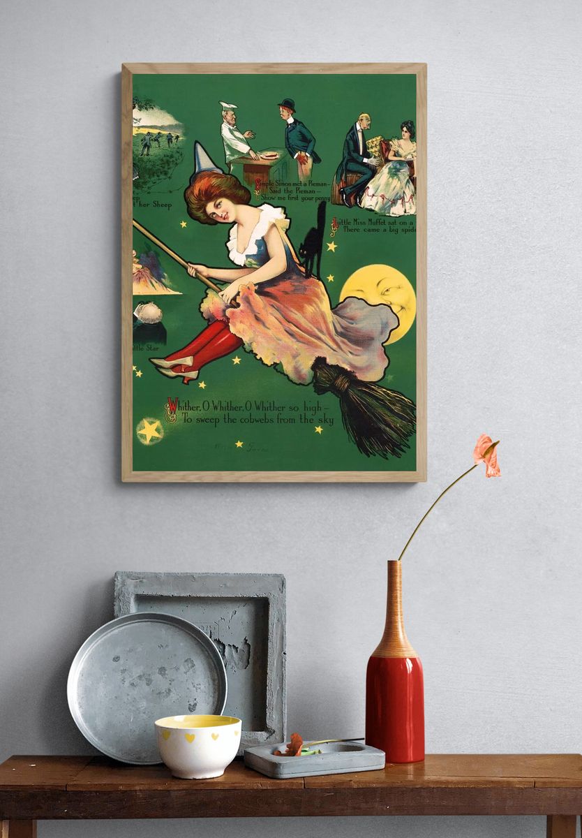 Whimsical Nursery Rhyme Illustration Poster. — room view 3