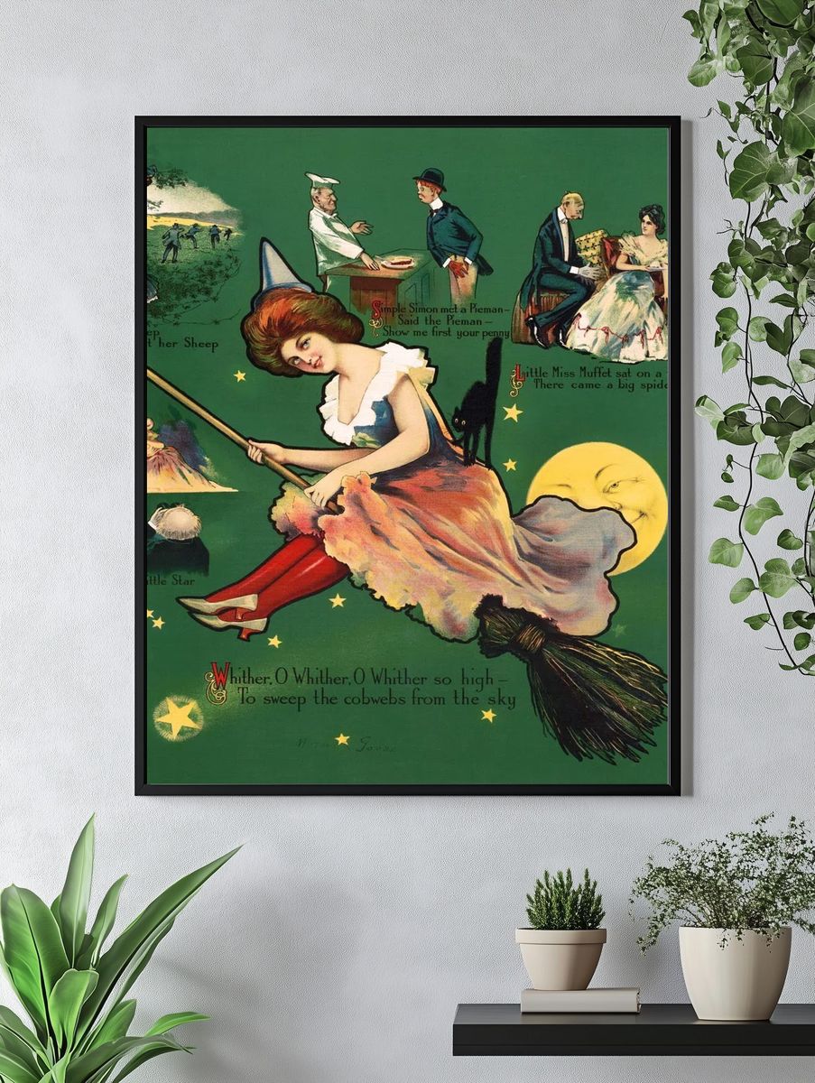 Whimsical Nursery Rhyme Illustration Poster. — room view 4