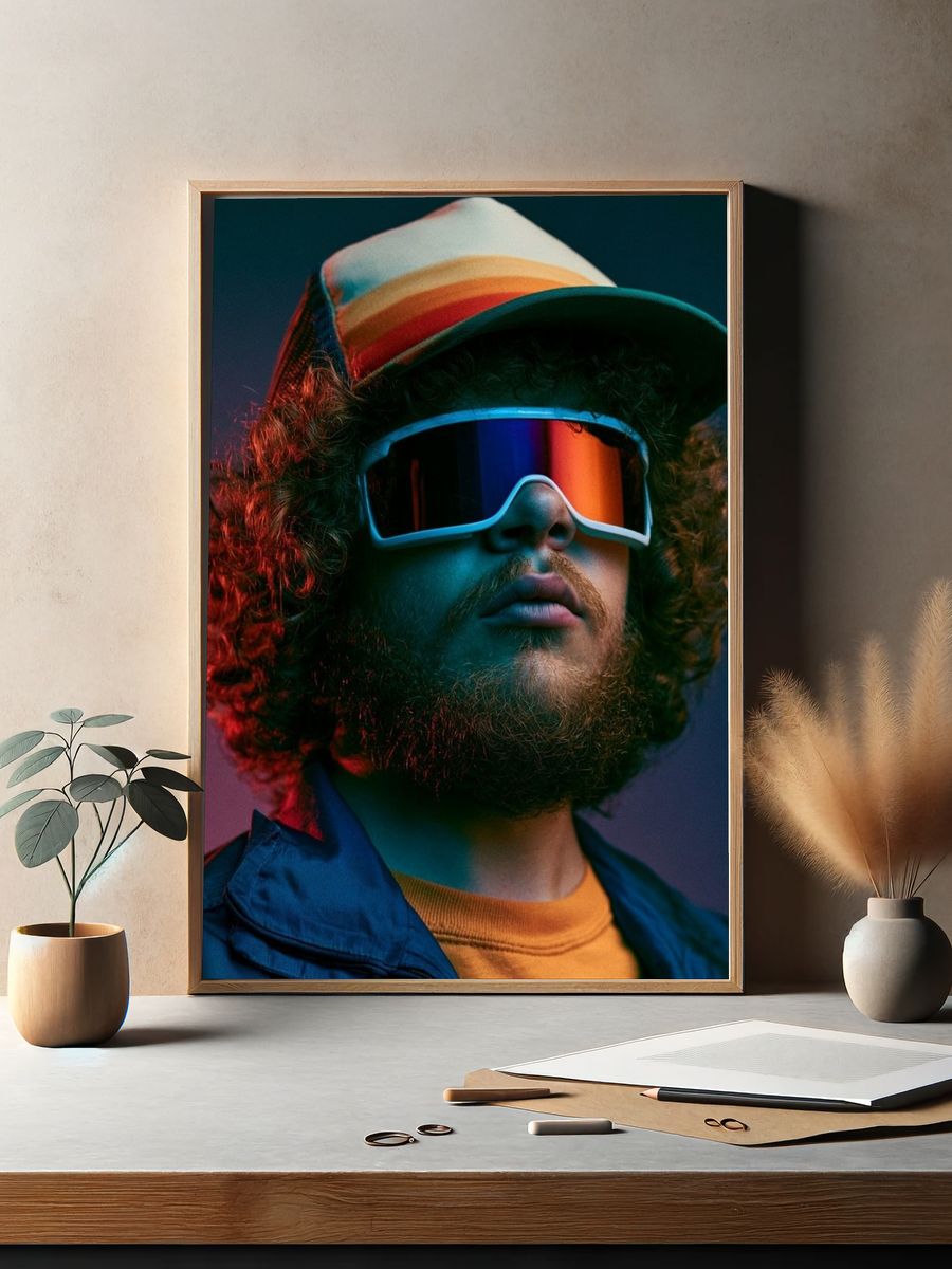 Neon Retro Portrait Poster. — room view 2