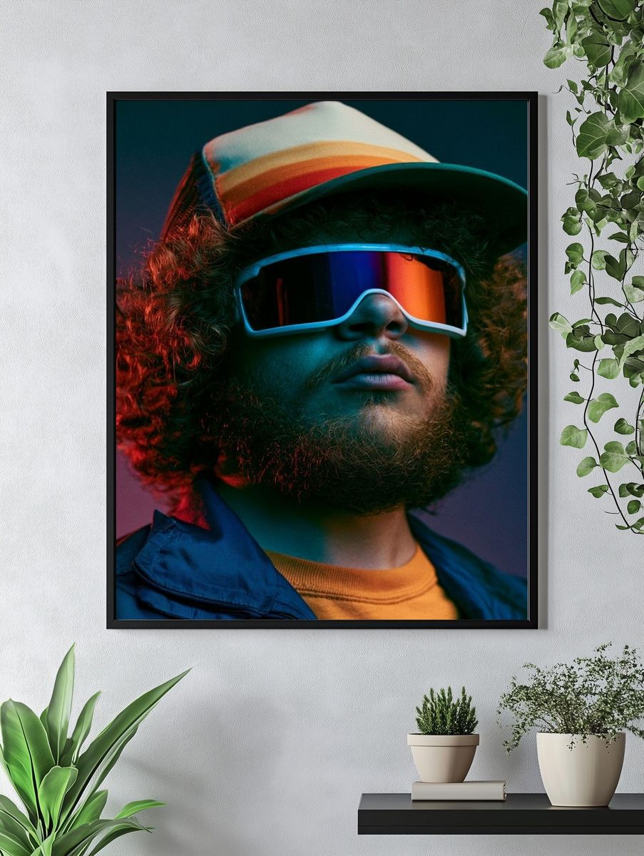 Neon Retro Portrait Poster. — room view 4
