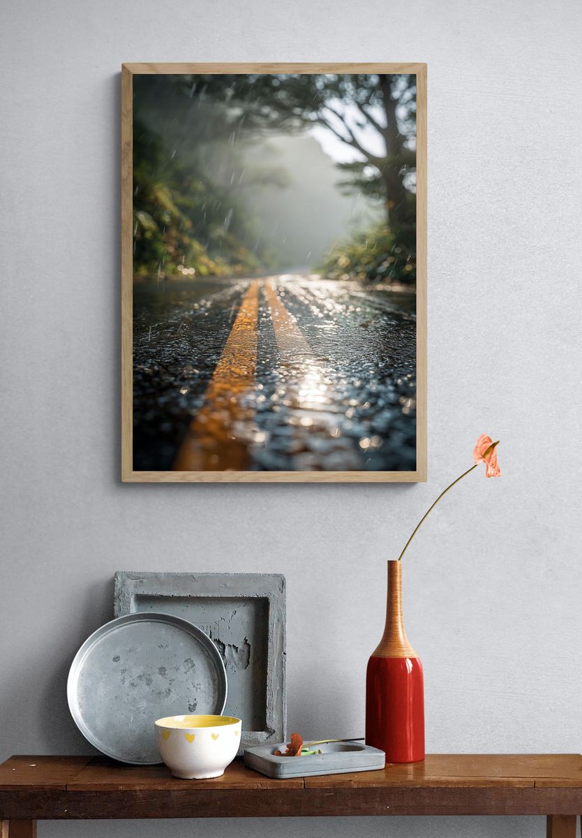 Rainy Road — Nature Photography Poster. — room view 3