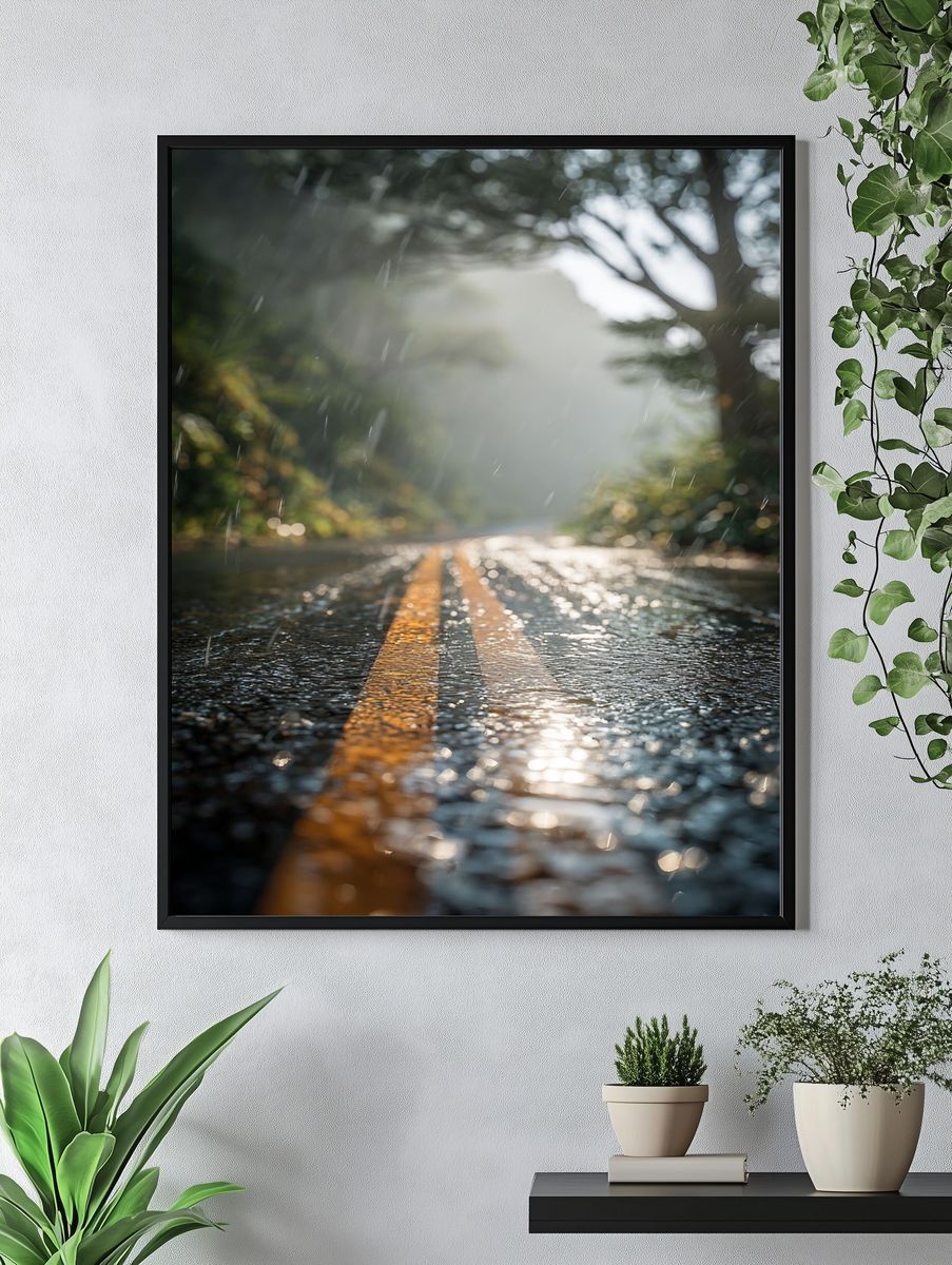 Rainy Road — Nature Photography Poster. — room view 4