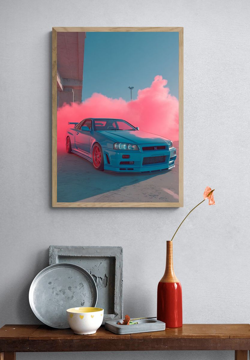 Nissan Skyline Drift Smoke Poster. — room view 3
