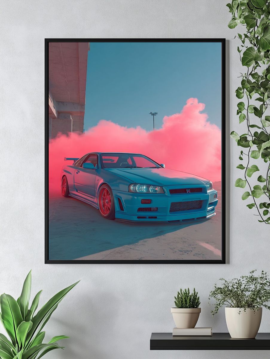 Nissan Skyline Drift Smoke Poster. — room view 4