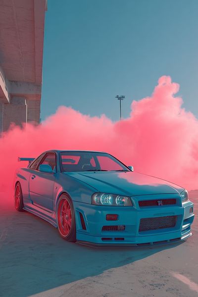 Nissan Skyline Drift Smoke Poster.