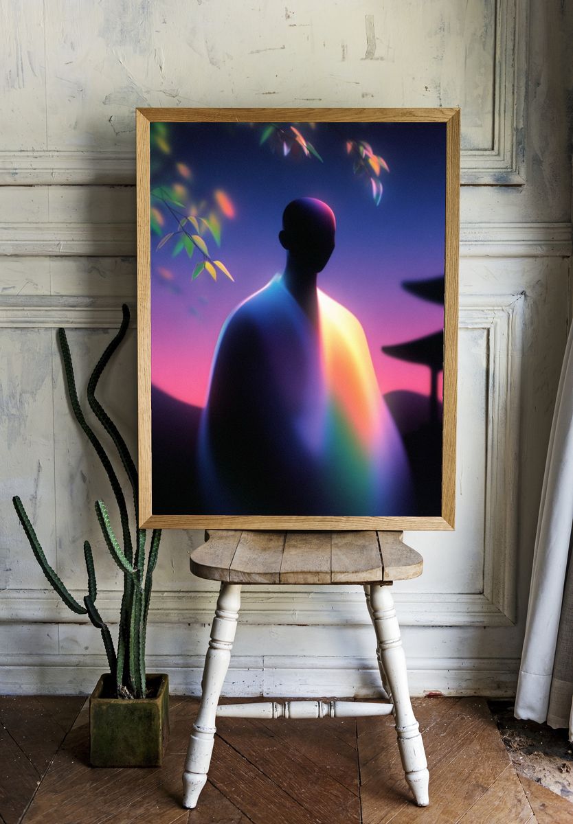 Neon Silhouette Dreamscape Poster. — room view 1