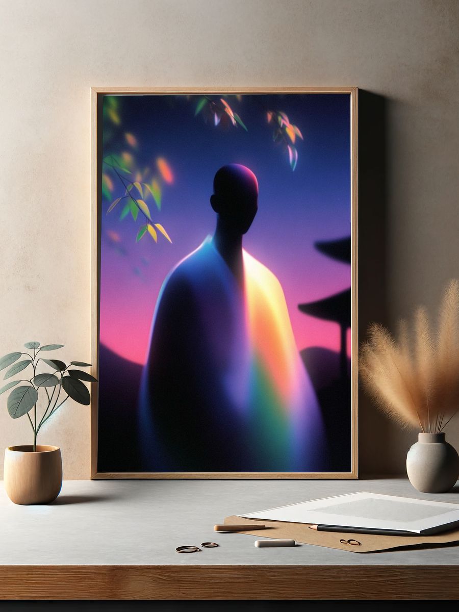 Neon Silhouette Dreamscape Poster. — room view 2