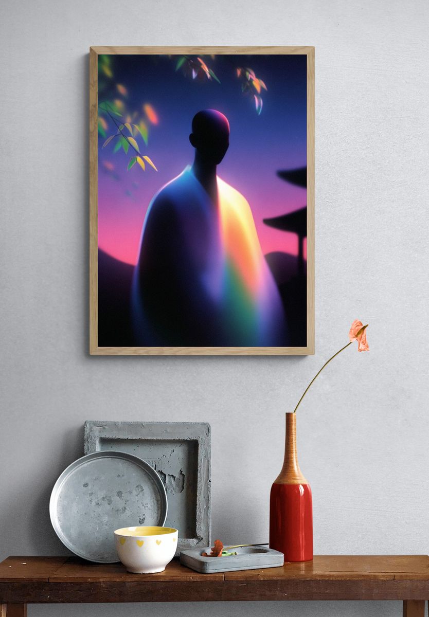 Neon Silhouette Dreamscape Poster. — room view 3
