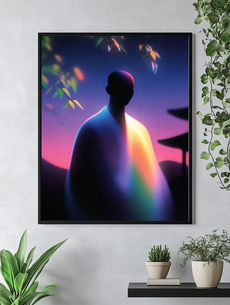 Neon Silhouette Dreamscape Poster. — room view 4