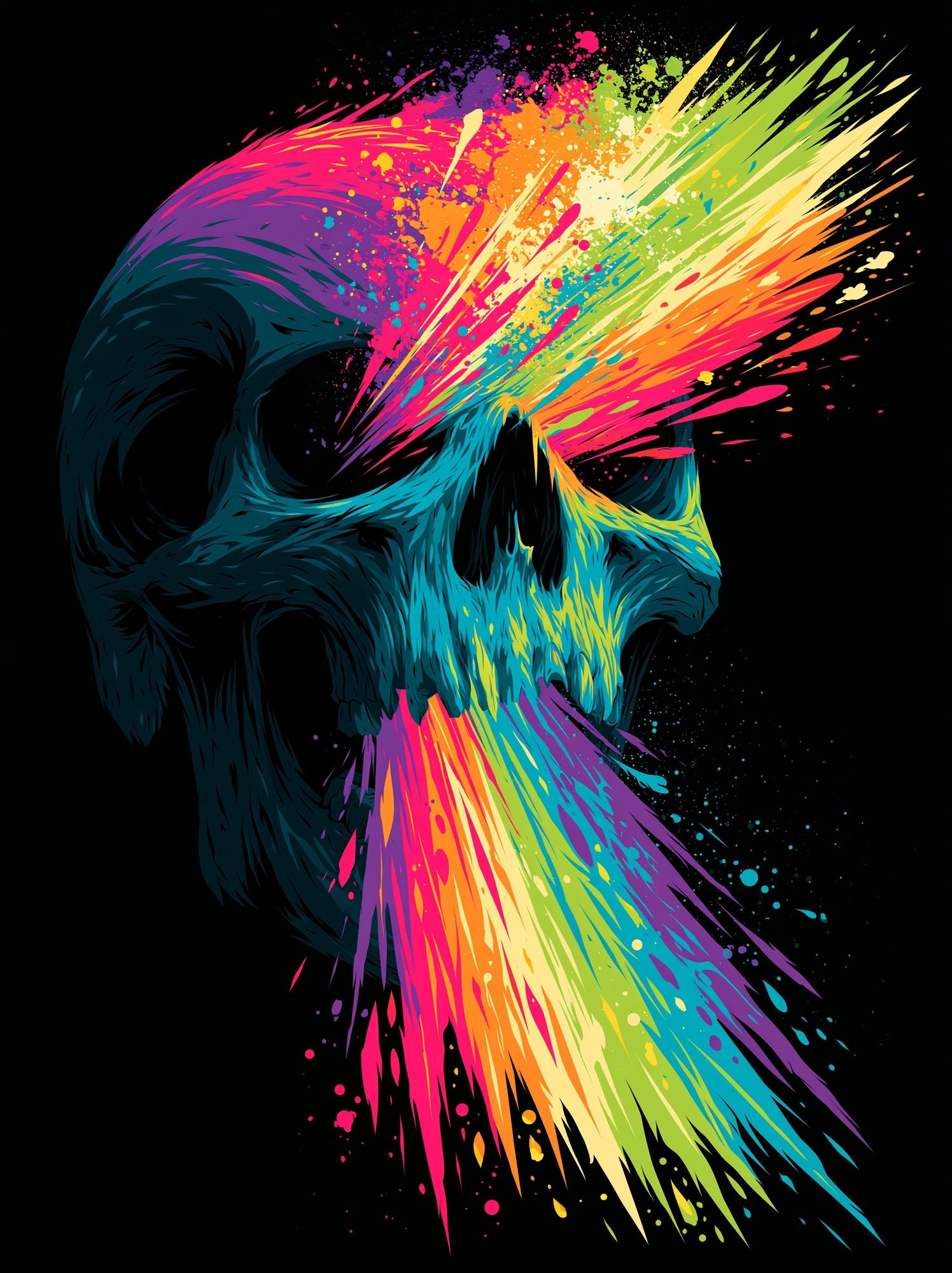 Neon Skull Splash Poster. poster — illustration art