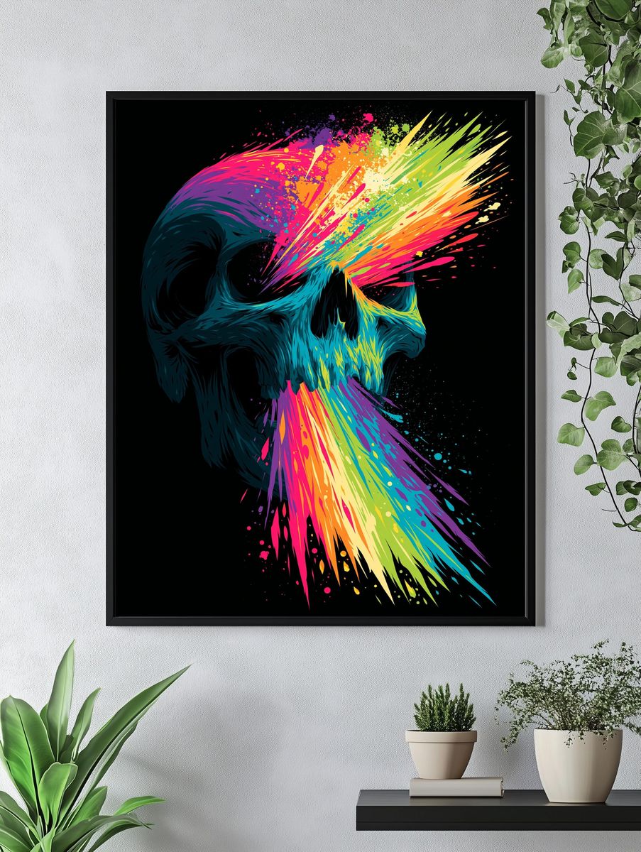 Neon Skull Splash Poster. — room view 4