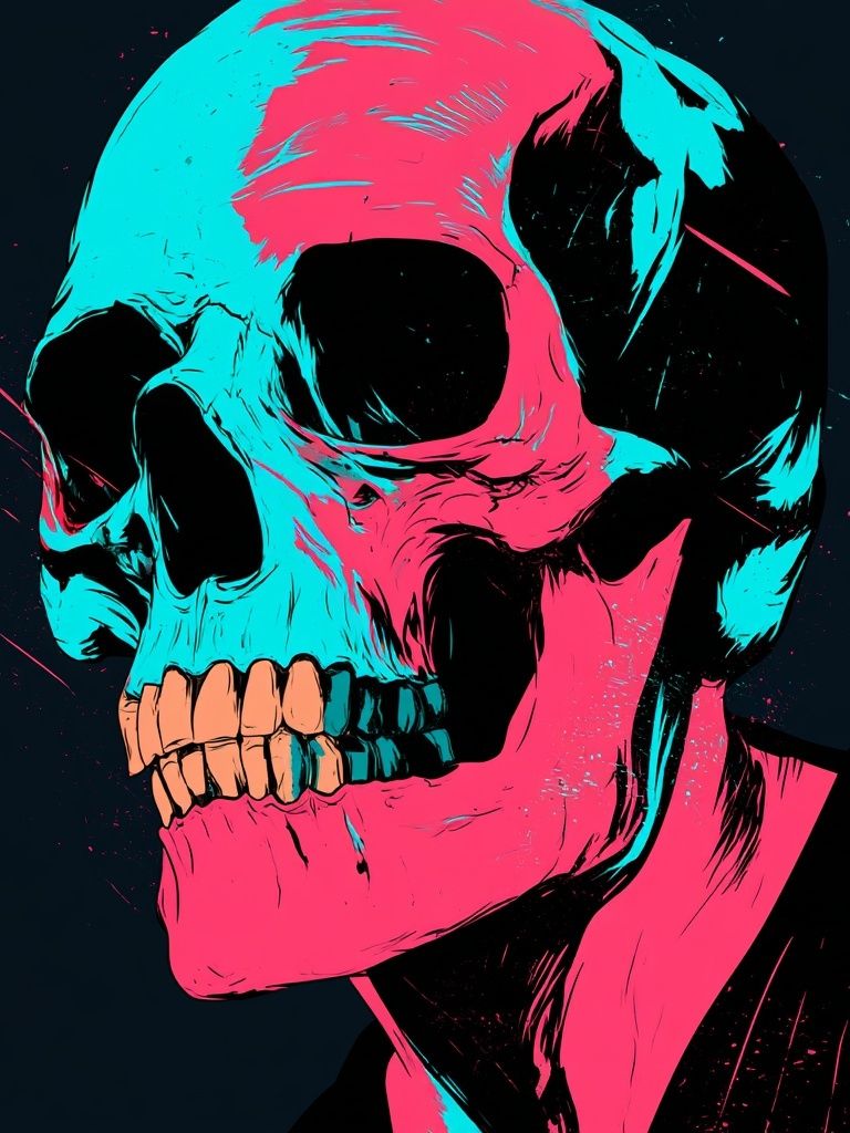 Neon Skull Illustration Poster. poster — illustration art