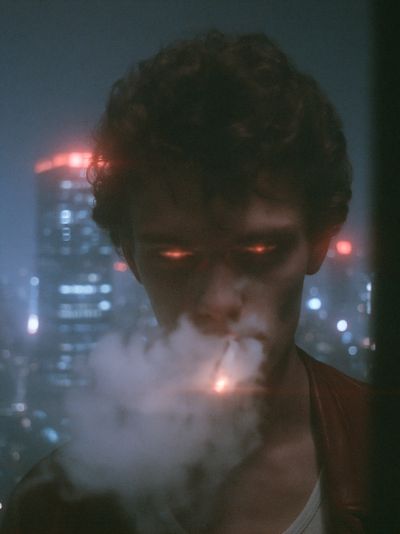 Neon Smoke Portrait Poster. poster
