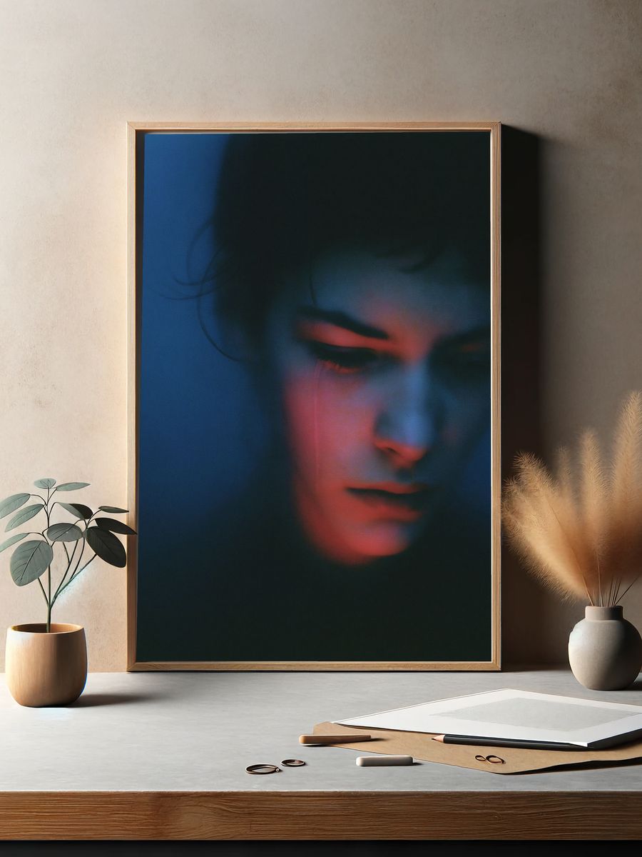 Neon Shadow Portrait Print. — room view 2