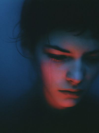 Neon Shadow Portrait Print. poster