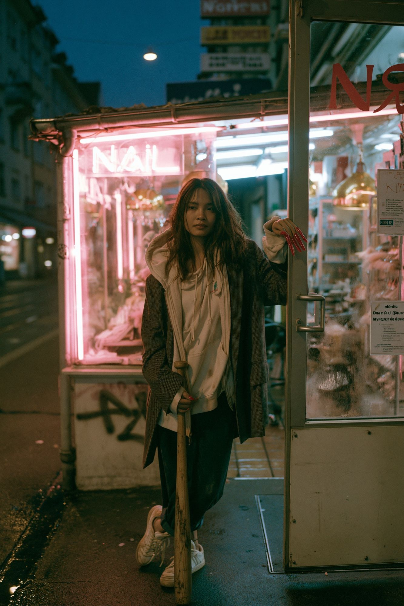 Neon Street Portrait Photography Poster. poster detail