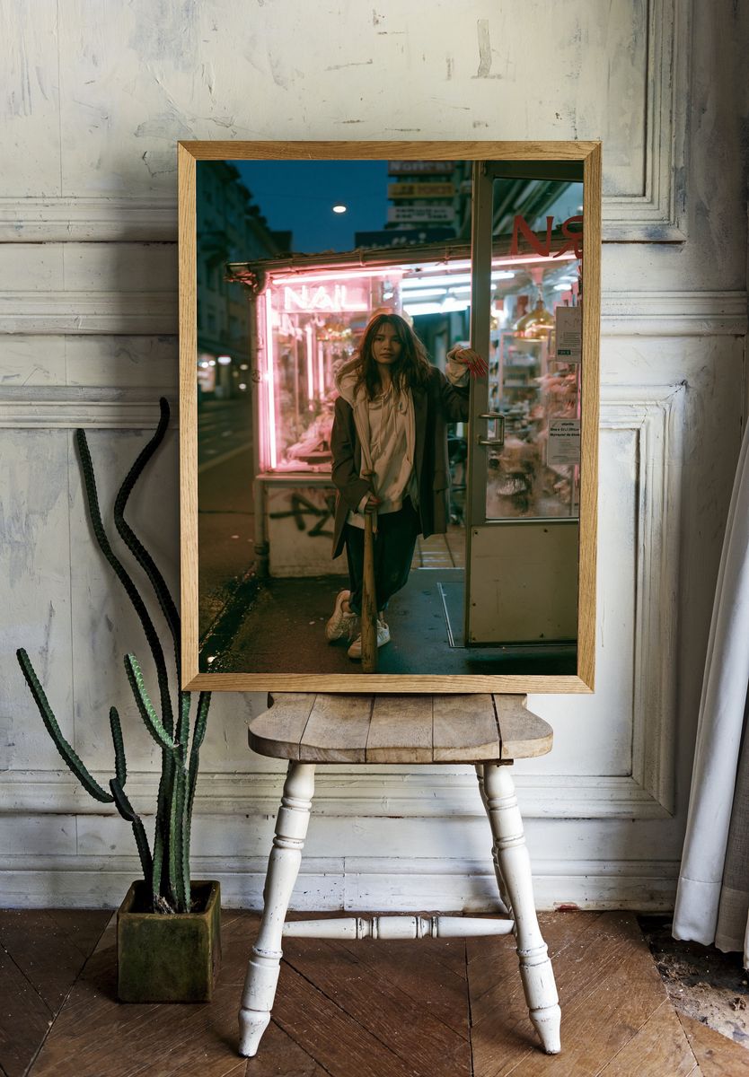 Neon Street Portrait Photography Poster. — room view 1