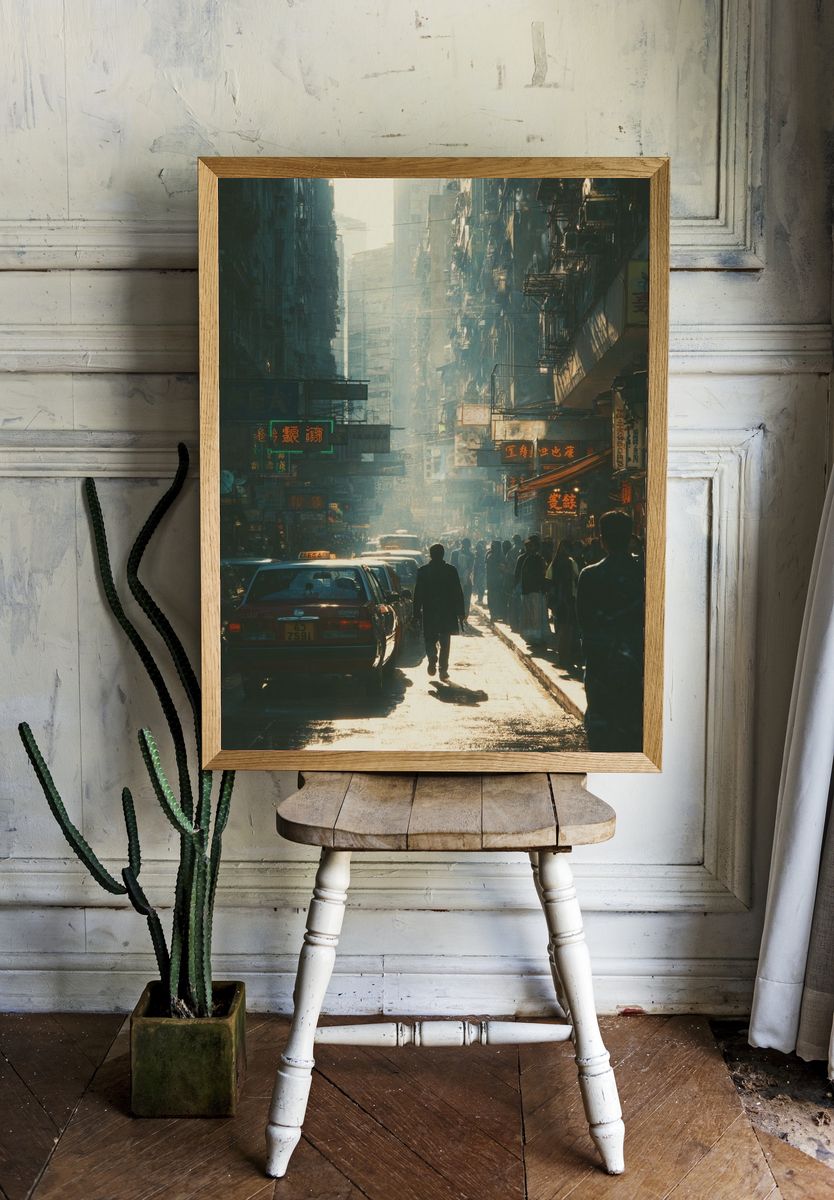 Neon Alley Street Scene Poster. — room view 1