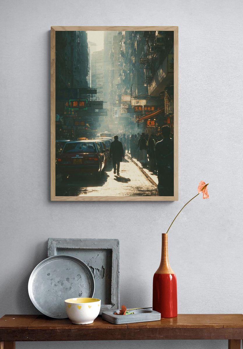 Neon Alley Street Scene Poster. — room view 3