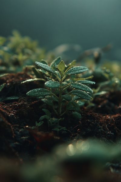 Dewy Green Plant — Nature Print. poster