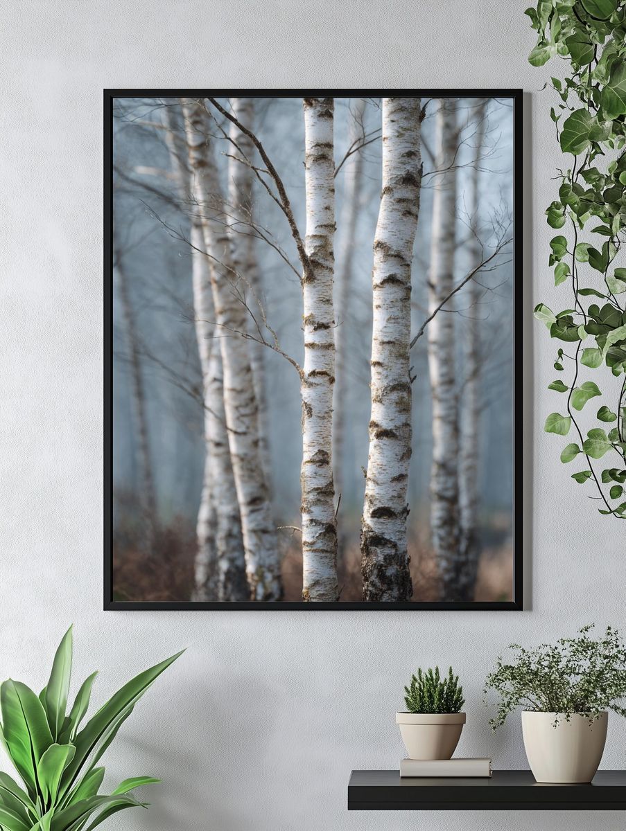 Birch Trees in Mist — Nature Photography Poster. — room view 4