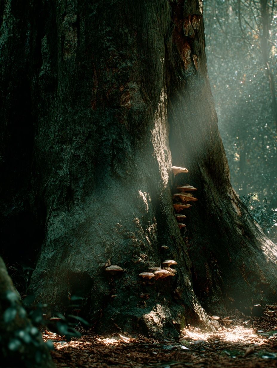 Mushroom Growth on Ancient Tree — Nature Print. poster — nature art