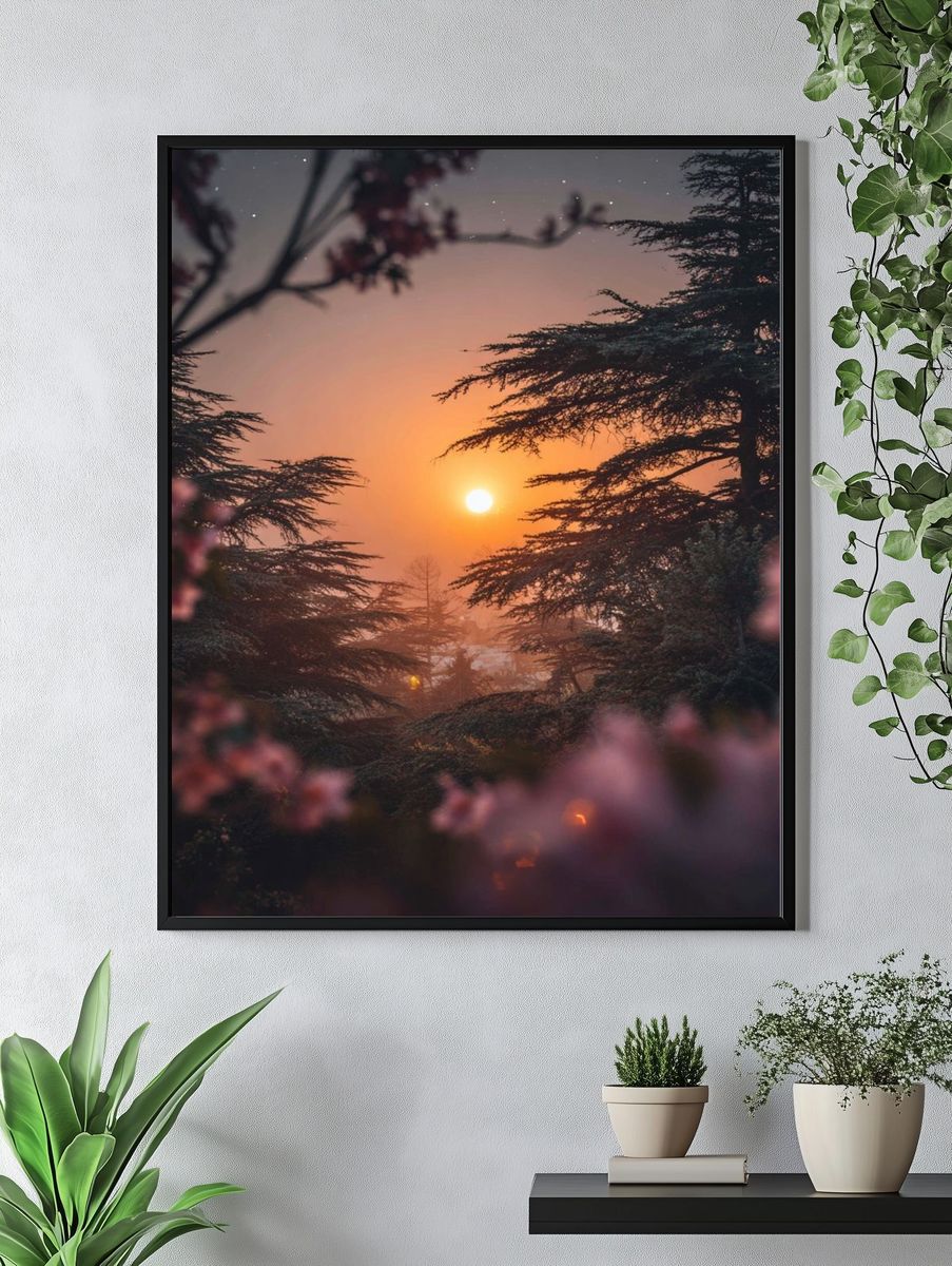 Sunset Through Blossoms — Nature Print. — room view 4