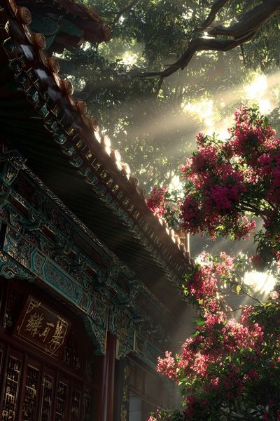 Serene Temple Garden — Nature Print