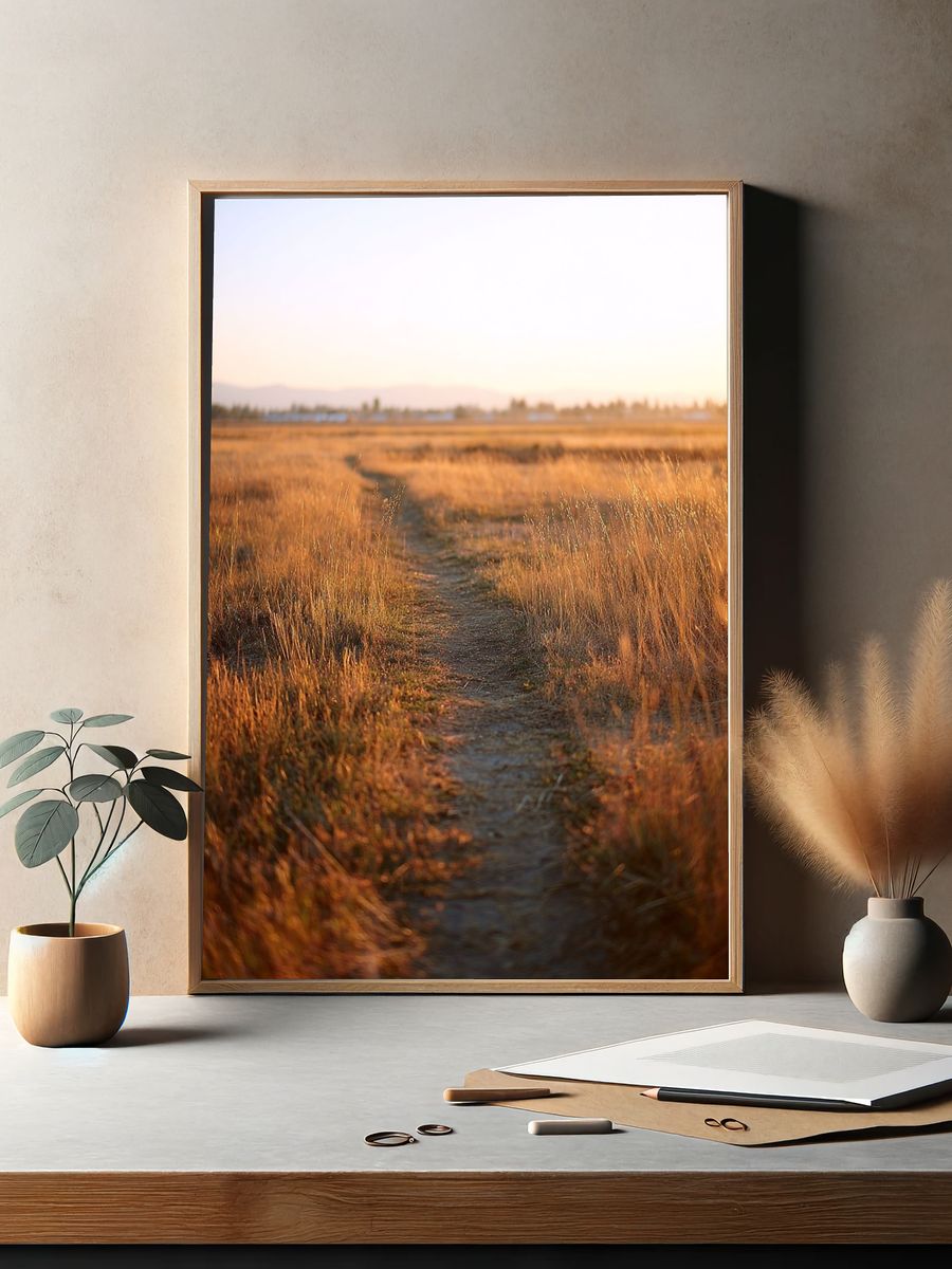 Golden Pathway at Sunset Poster. — room view 2