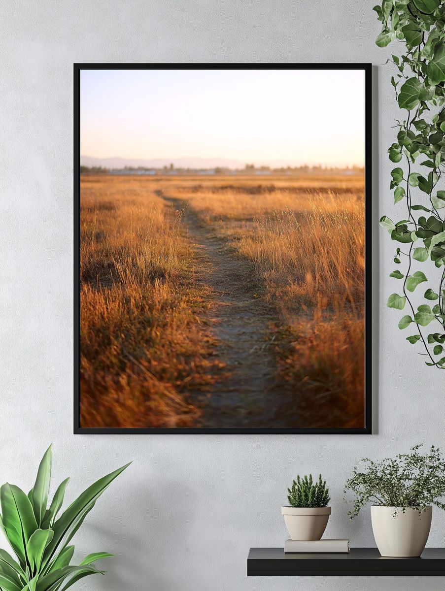 Golden Pathway at Sunset Poster. — room view 4