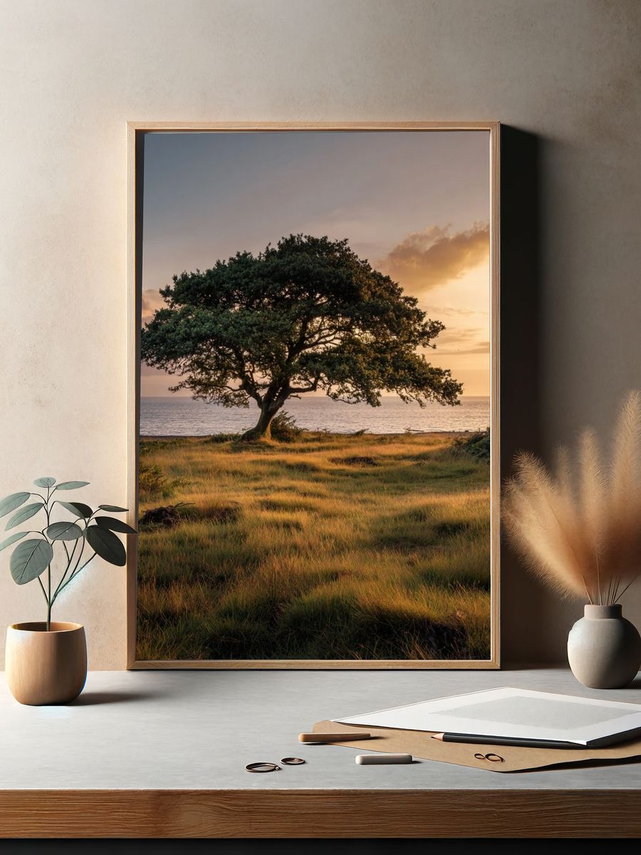 Solitary Tree at Sunset Poster. — room view 2