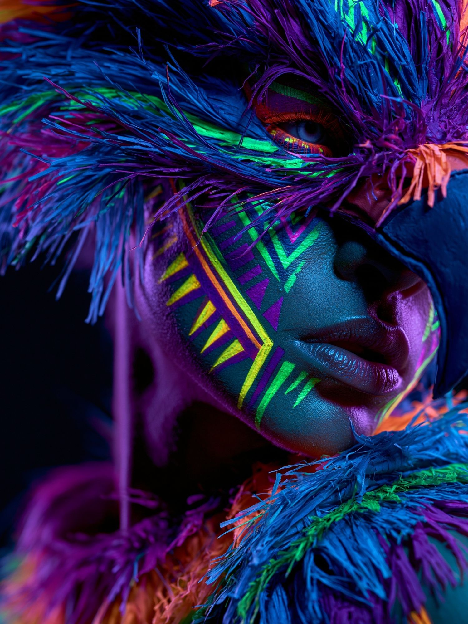 Neon Tribal Portrait Print. poster — photography art