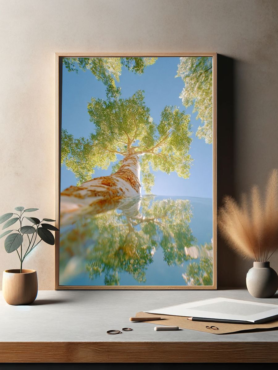 Birch Tree Reflection — Nature Print. — room view 2