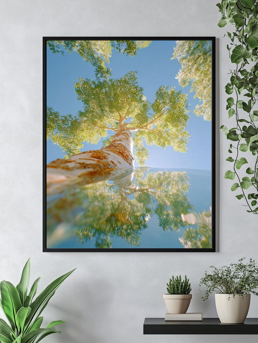 Birch Tree Reflection — Nature Print. — room view 4