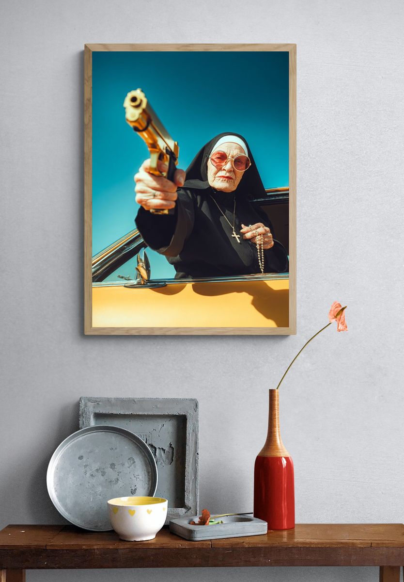 Nun with Gun Photography Poster. — room view 3