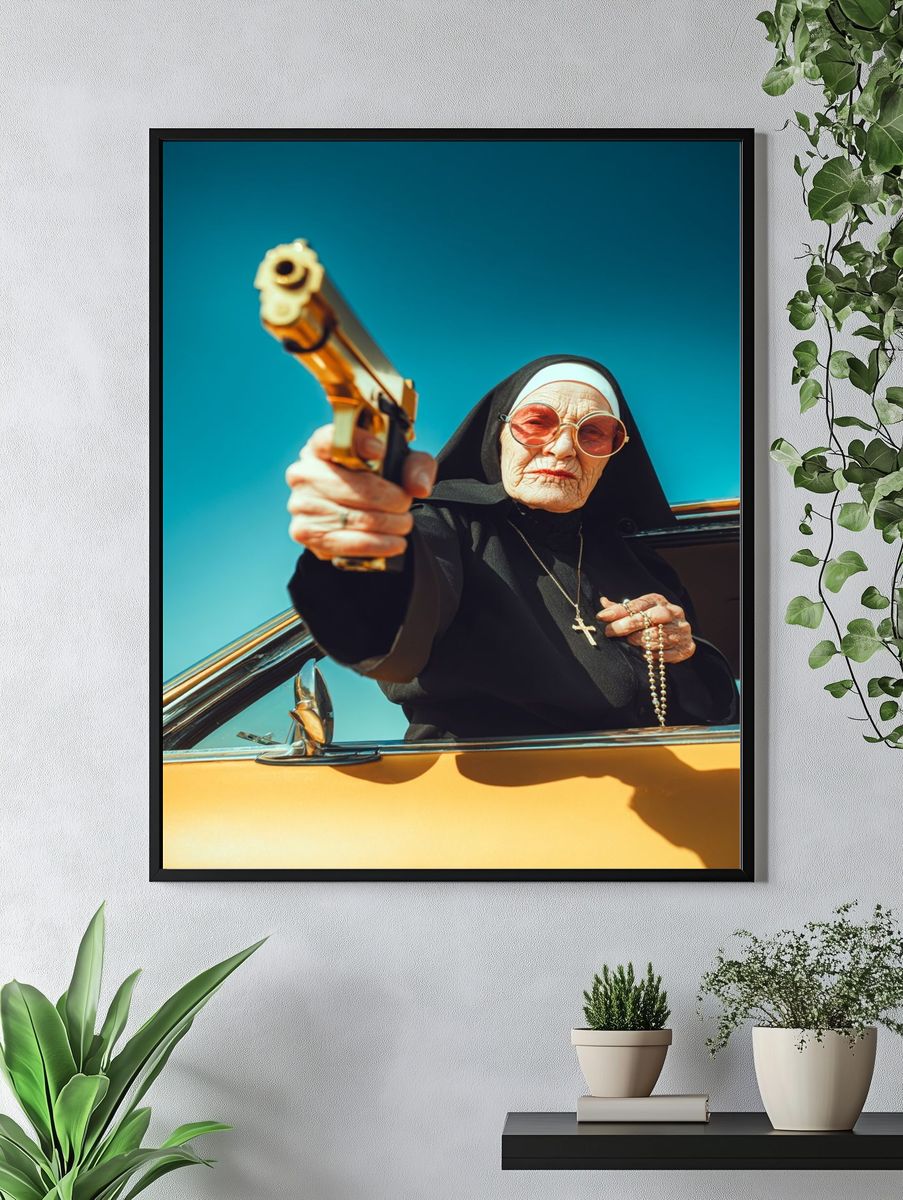 Nun with Gun Photography Poster. — room view 4
