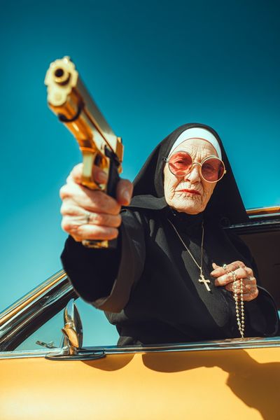 Nun with Gun Photography Poster.