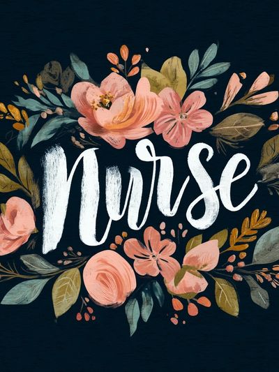 Nurse Floral Typography Poster. poster