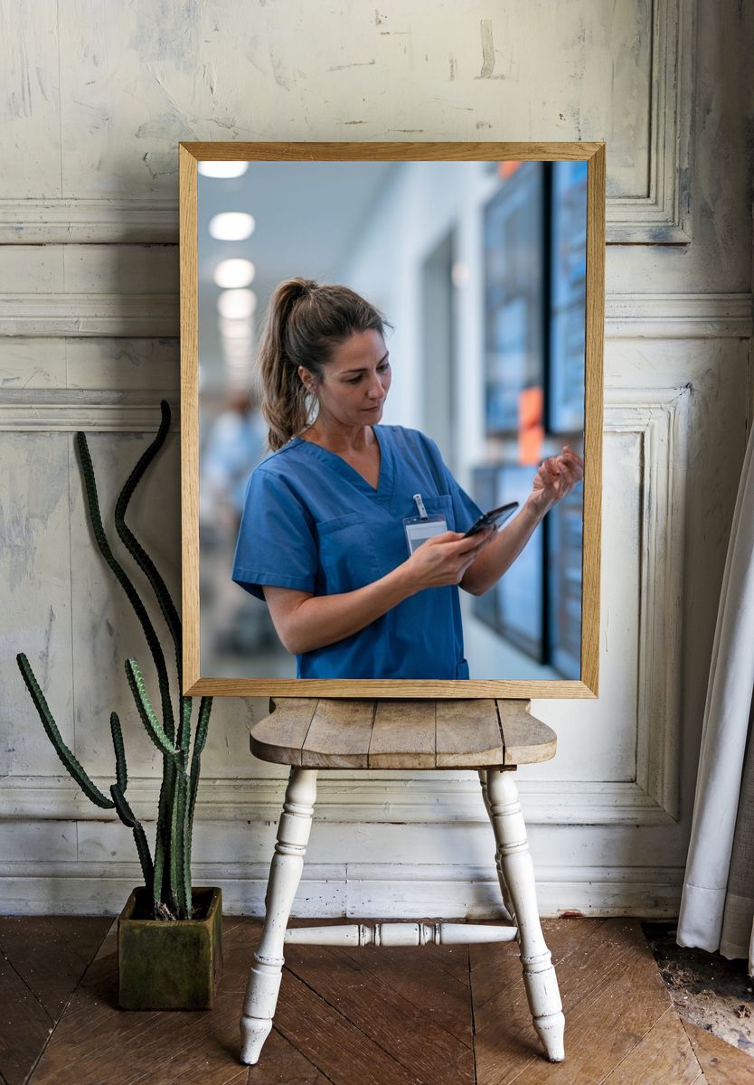 Nurse in Hospital Corridor Photography Poster. room preview