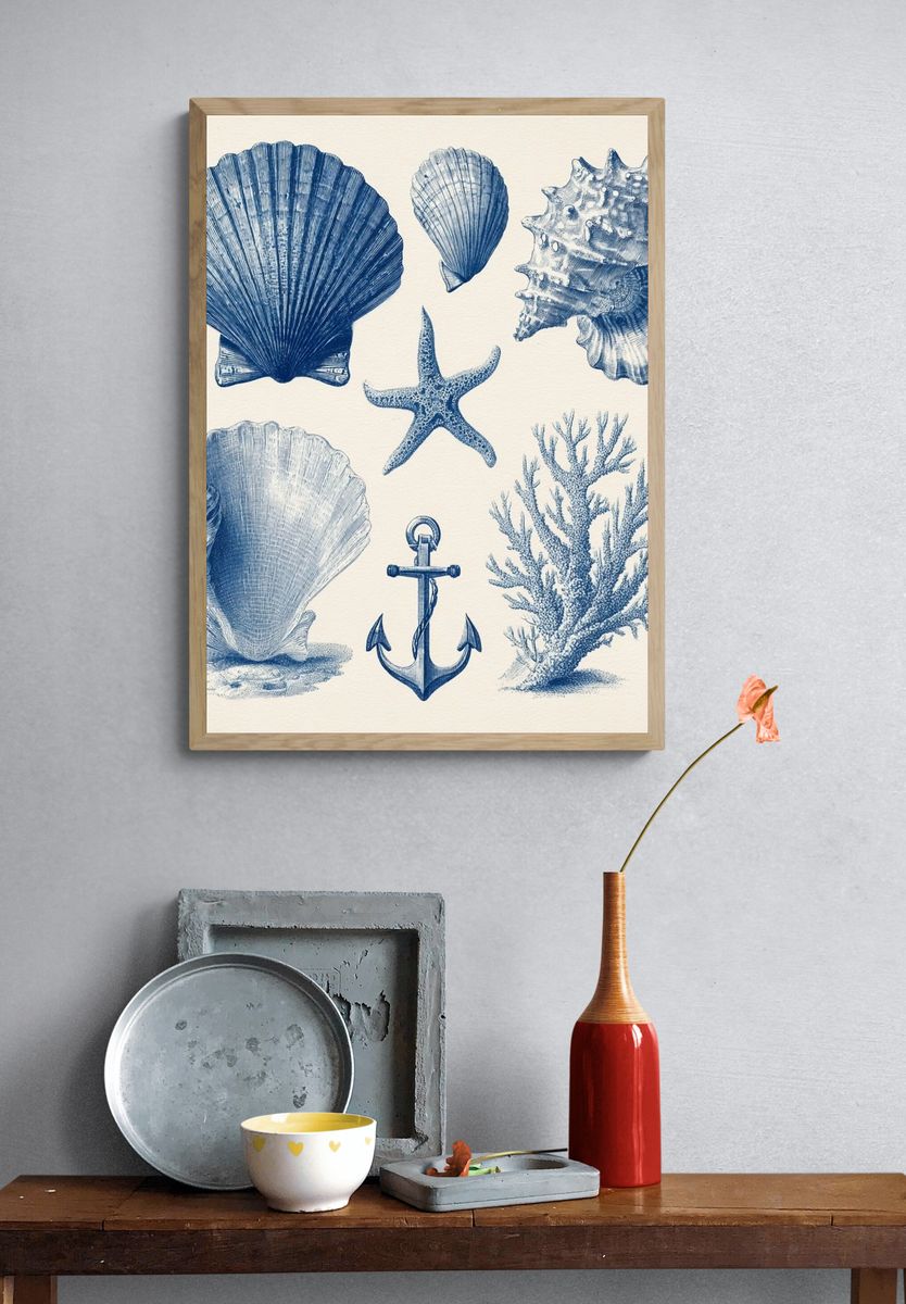Nautical Shells and Anchor — Vintage Print. — room view 3