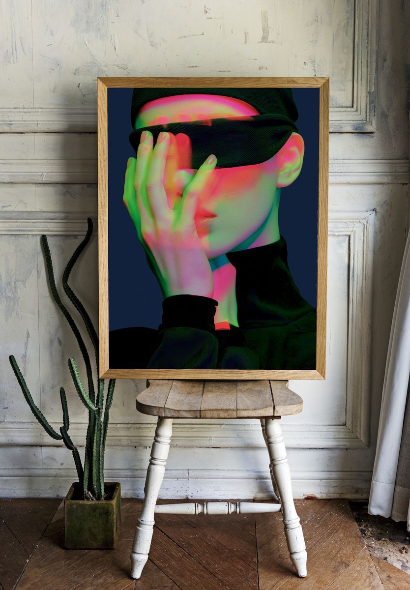 Neon Veil Portrait Print. — room view 1