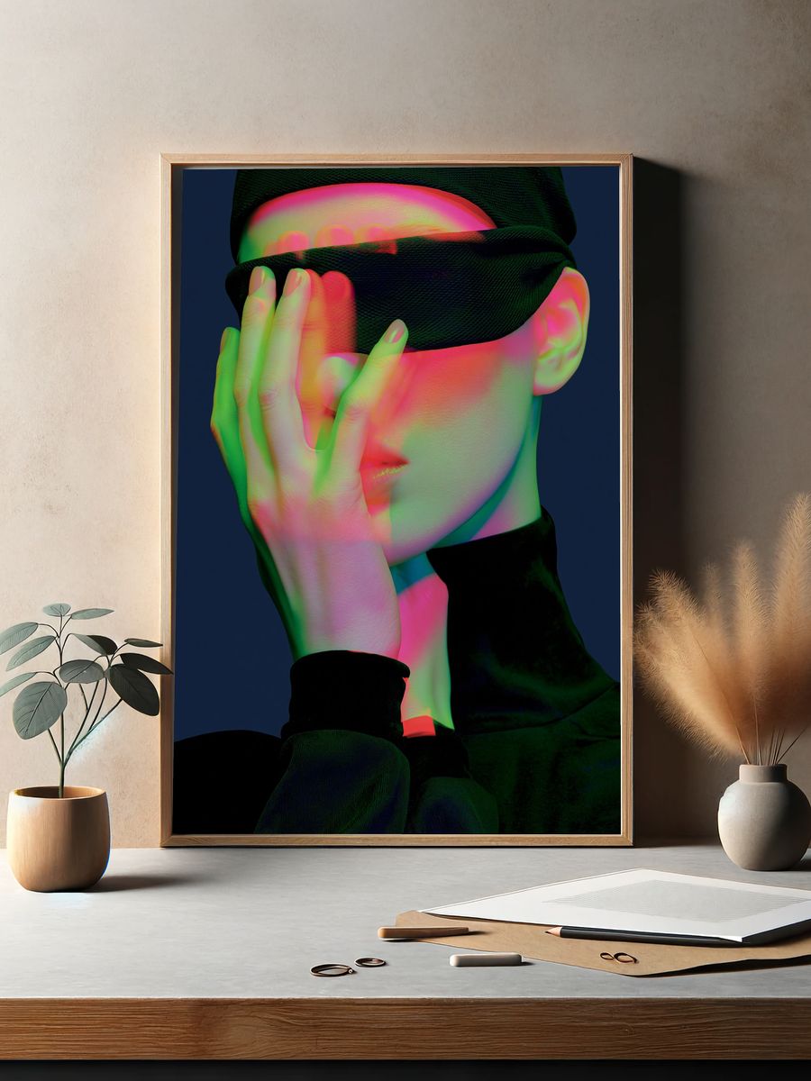 Neon Veil Portrait Print. — room view 2
