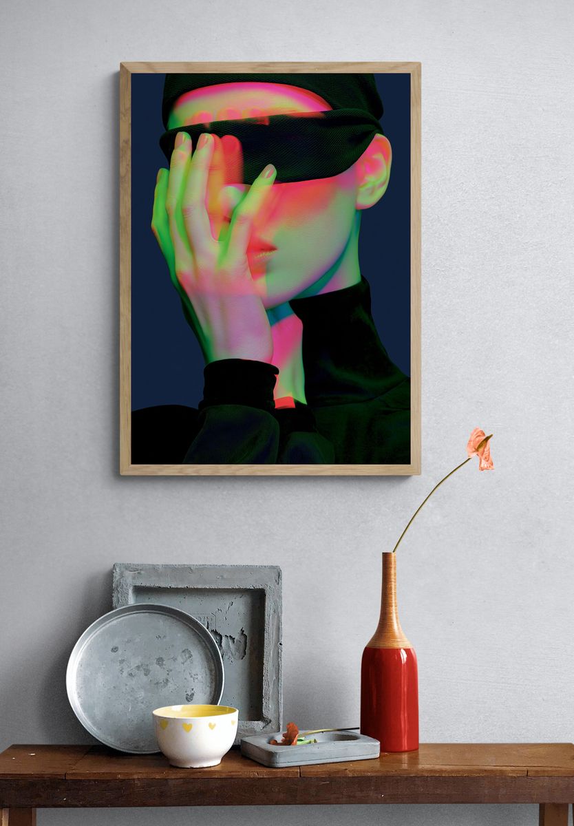 Neon Veil Portrait Print. — room view 3