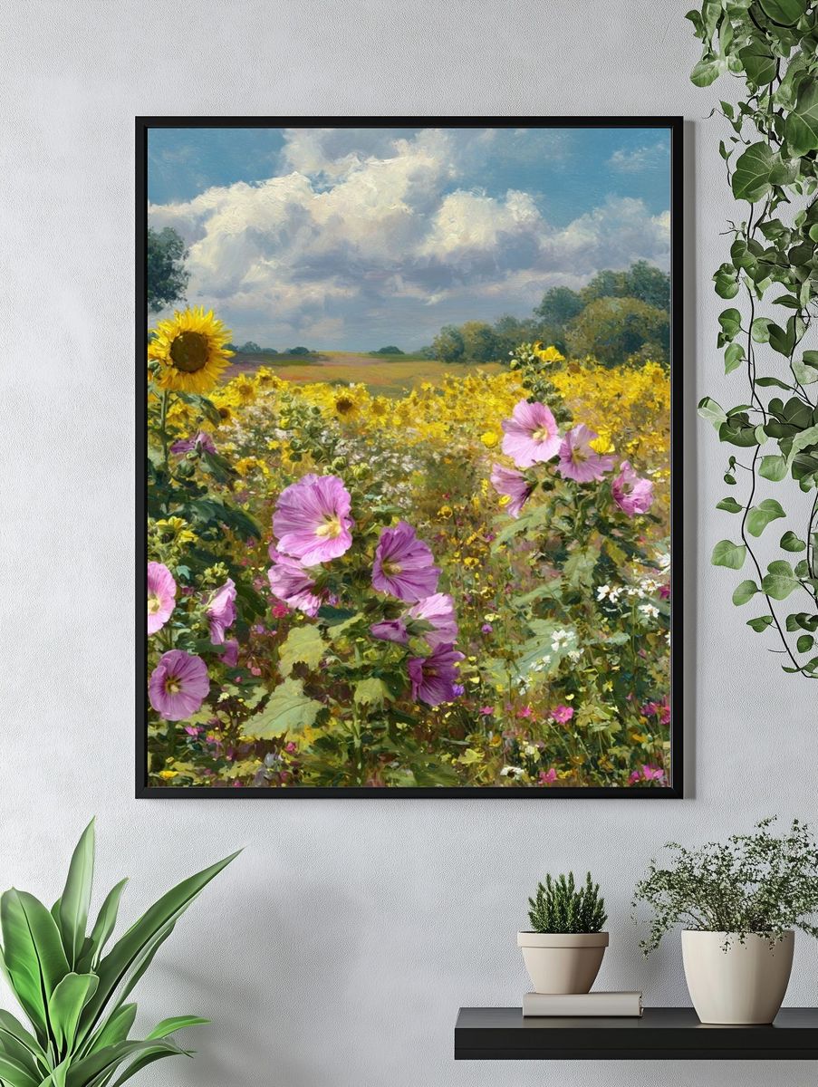 Sunflower and Wildflower Field — Fine Art Print. — room view 4