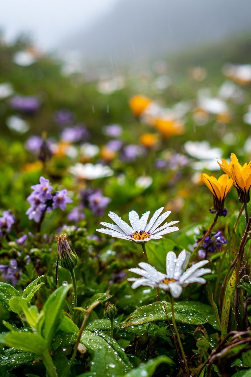 Dewy Wildflowers — Nature Print. poster — nature art