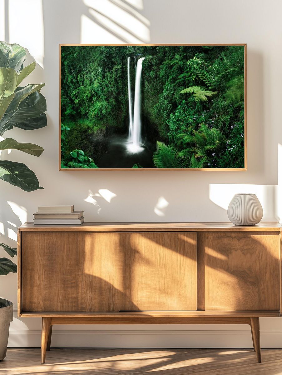 Majestic Waterfall — Nature Print. — room view 3