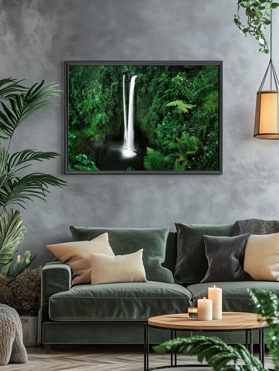 Majestic Waterfall — Nature Print. — room view 4