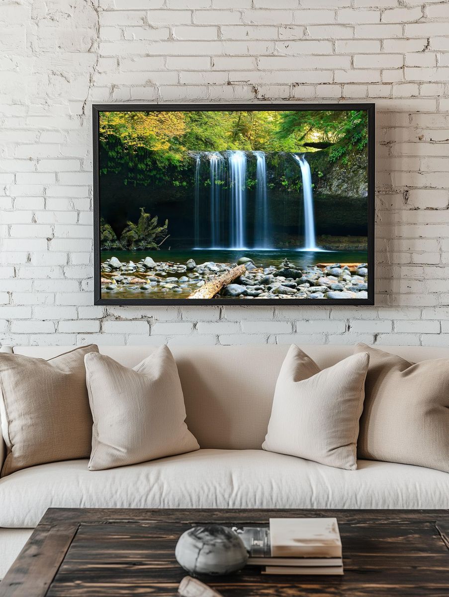 Serene Waterfall — Nature Print room preview