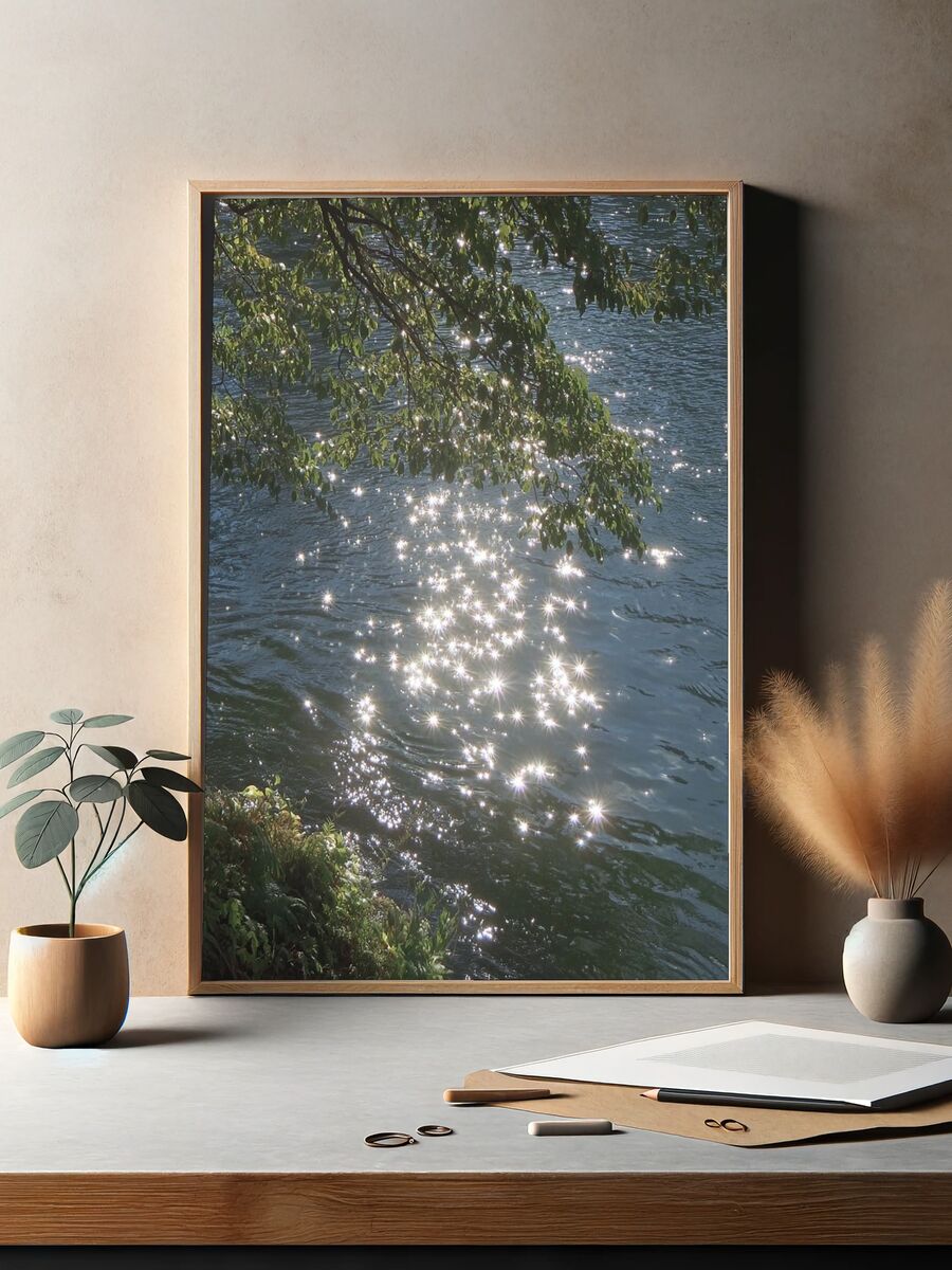 Sparkling Water Reflection — Nature Poster. — room view 2