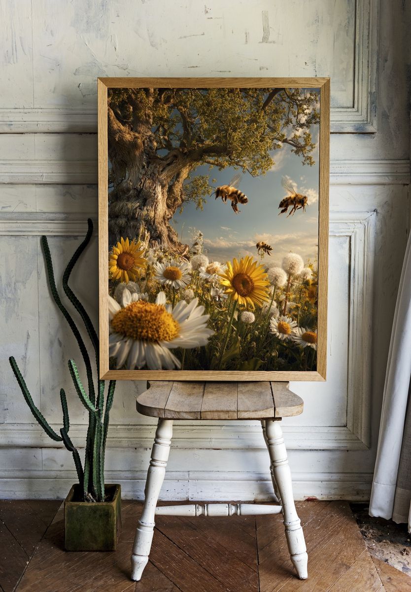 Bees and Wildflowers — Nature Print room preview
